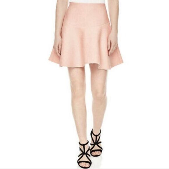 SANDRO PARIS Baya Flared Textured-crepe Mini Skirt Baby Pink size Medium - Picture 1 of 11